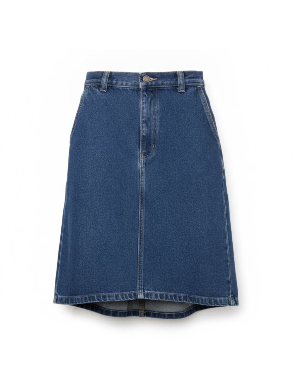 Calvin Klein Womens Blue Denim Skirt With Pockets USA-Made Vintage Size 9